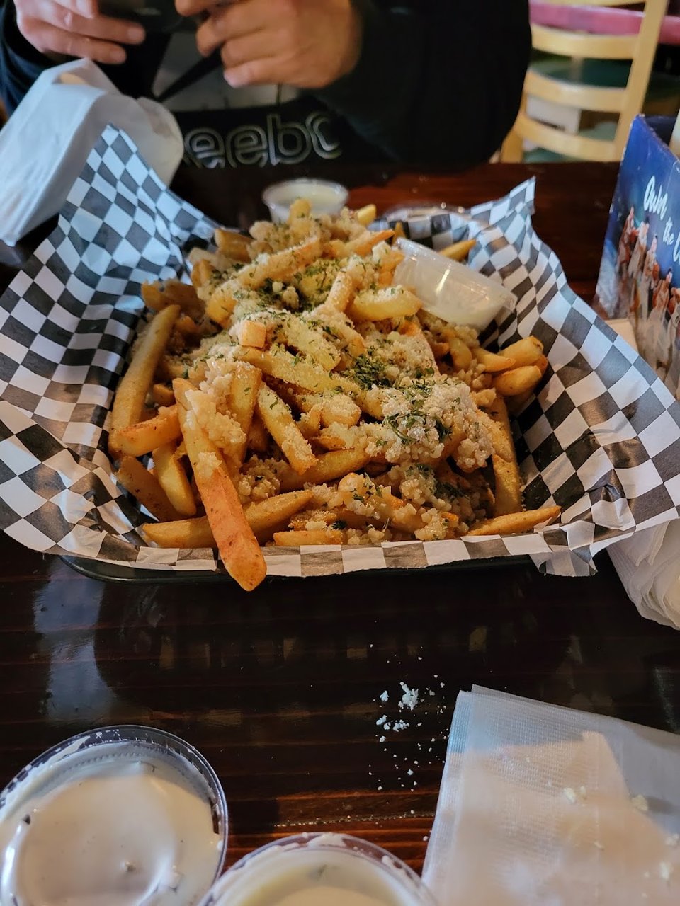 Simple bar menu with hearty burger selections.